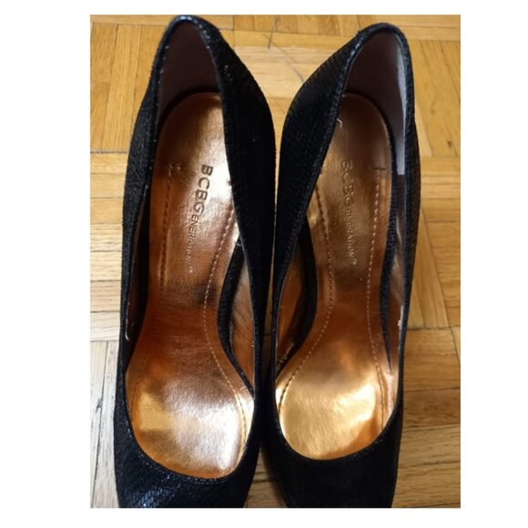BCBGeneration Parade Platform Pump black leather stilettos, size 8 / 38 - Picture 7 of 15
